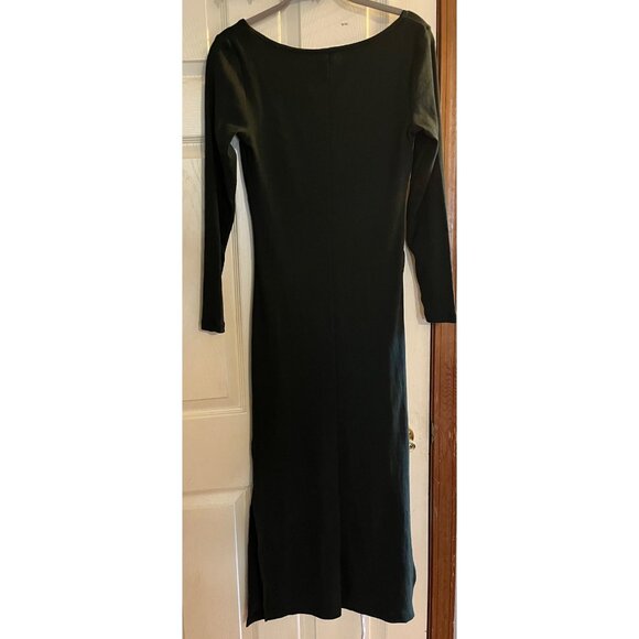 New Old Navy M Maternity Long-Sleeve Henley Midi/ maxi Dress Rib-Knit Dark Green - Picture 3 of 13